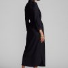 Marineblaues Ralph Lauren-Kleid aus Wollmischung mit Gürtel für Damen Marineblaues Ralph Lauren-Kleid aus Wollmischung mit Gürtel für Damen