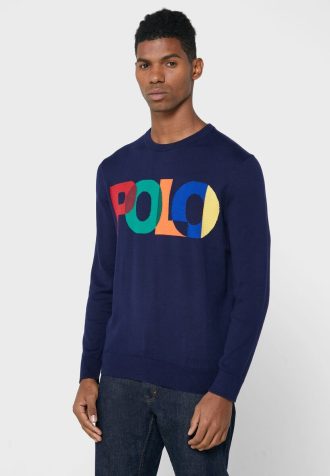 Marineblaues Ralph Lauren Logo-Sweatshirt für Herren
