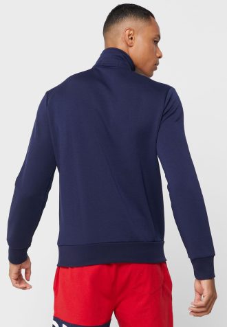 Marineblaues Ralph Lauren-Sweatshirt mit halbem Reißverschluss und Logo für Herren