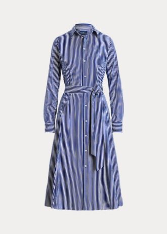 Marineblaues/weißes gestreiftes Kleid mit Gürtel von Ralph Lauren für Damen