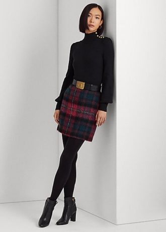 Mehrfarbige Bleistiftröcke aus Mohair mit Karomuster von Ralph Lauren für Damen