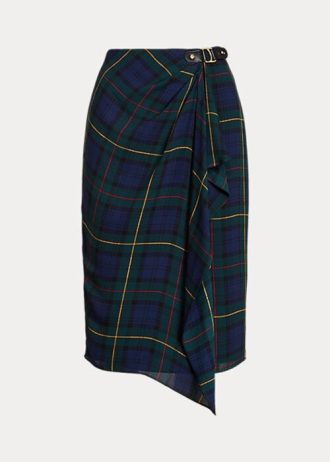 Mehrfarbige Georgette-Röcke mit kariertem Schnallenbesatz von Ralph Lauren für Damen
