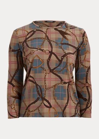 Mehrfarbige Langarmshirts aus Stretch-Baumwolle mit Karomuster von Ralph Lauren für Damen