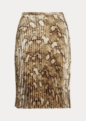 Mehrfarbige Plissierte Charmeuse-Röcke mit Schlangenhaut-Print für Damen von Ralph Lauren