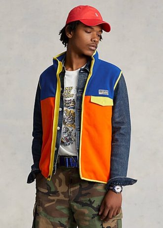 Mehrfarbige Poloshirt-Weste aus gebürstetem Fleece im Colorblock-Design für Herren von Ralph Lauren