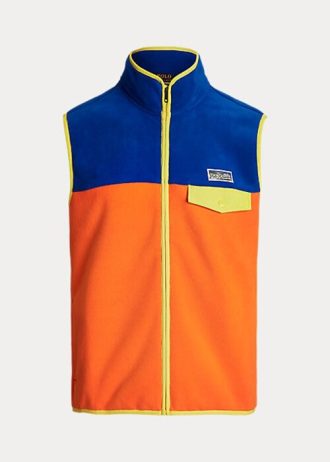 Mehrfarbige Poloshirt-Weste aus gebürstetem Fleece im Colorblock-Design für Herren von Ralph Lauren
