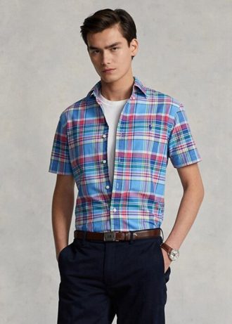 Mehrfarbige Ralph Lauren Custom Fit Oxford-Hemden mit Karomuster für Herren