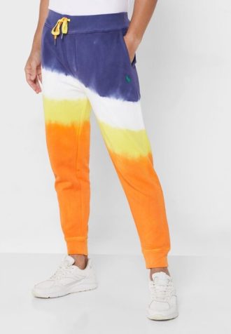 Mehrfarbige Ralph Lauren Dip Dye-Jogginghose mit Bündchen für Herren