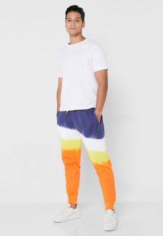 Mehrfarbige Ralph Lauren Dip Dye-Jogginghose mit Bündchen für Herren