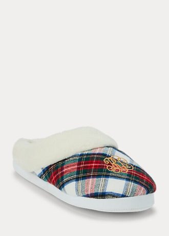 Mehrfarbige Ralph Lauren Hausschuhe mit kariertem Logo für Damen