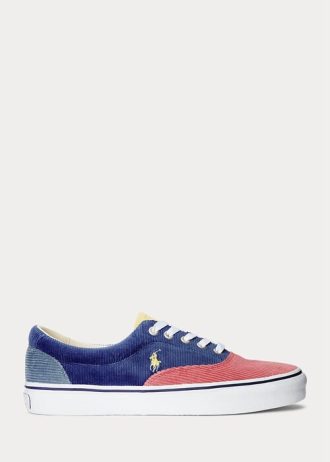 Mehrfarbige Ralph Lauren Keaton Cord-Sneaker im Color-Blocking-Stil für Herren