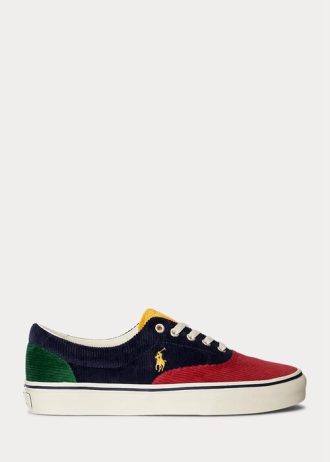 Mehrfarbige Ralph Lauren Keaton Cord-Sneaker im Color-Blocking-Stil für Herren