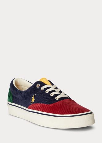 Mehrfarbige Ralph Lauren Keaton Cord-Sneaker im Color-Blocking-Stil für Herren