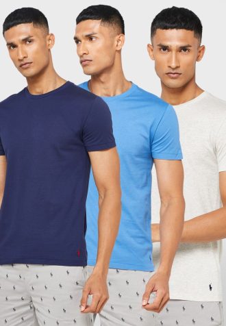 Mehrfarbige Ralph Lauren T-Shirts mit Rundhalsausschnitt im 3er-Pack für Herren