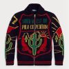 Mehrfarbige Ralph Lauren Wool Graphic Pullover mit durchgehendem Reißverschluss für Herren
