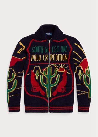 Mehrfarbige Ralph Lauren Wool Graphic Pullover mit durchgehendem Reißverschluss für Herren Mehrfarbige Ralph Lauren Wool Graphic Pullover mit durchgehendem Reißverschluss für Herren