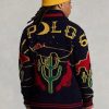Mehrfarbige Ralph Lauren Wool Graphic Pullover mit durchgehendem Reißverschluss für Herren