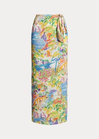 Mehrfarbige Röcke aus Leinenvoile mit Danyelle-Print von Ralph Lauren für Damen