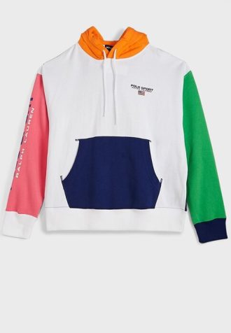 Mehrfarbiger Ralph Lauren Kapuzenpullover mit Farbblock-Taschendetail für Damen