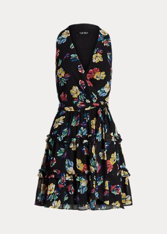 Mehrfarbiges Georgette-Überwurfkleid mit Blumenmuster von Ralph Lauren für Damen