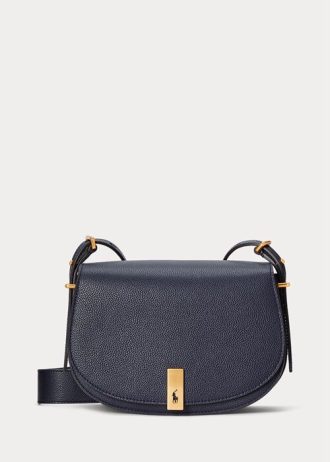 Midnight Navy Damen Ralph Lauren Polo ID Leder Satteltaschen