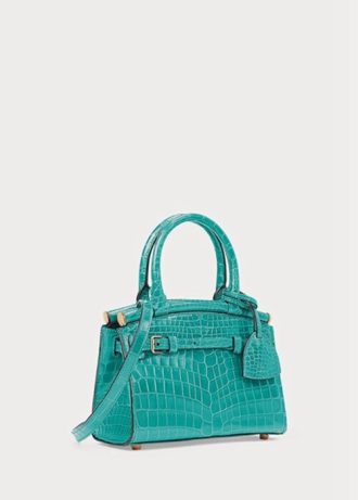 Mintfarbene Ralph Lauren Alligator Mini RL50 Handtasche für Damen