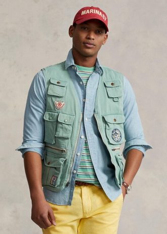 Mintgrüne Chino-Utility-Weste für Herren von Ralph Lauren