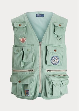 Mintgrüne Chino-Utility-Weste für Herren von Ralph Lauren