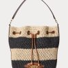 Natur/Schwarz/Lauren Tan Damen Ralph Lauren Stroh Große Andie Handtasche Natur/Schwarz/Lauren Tan Damen Ralph Lauren Stroh Große Andie Handtasche