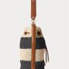 Natur/Schwarz/Lauren Tan Damen Ralph Lauren Stroh Große Andie Handtasche Natur/Schwarz/Lauren Tan Damen Ralph Lauren Stroh Große Andie Handtasche