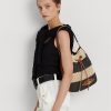 Natur/Schwarz/Lauren Tan Damen Ralph Lauren Stroh Große Andie Handtasche Natur/Schwarz/Lauren Tan Damen Ralph Lauren Stroh Große Andie Handtasche