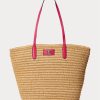 Natur/Sport Pink Damen Ralph Lauren Lederbesatz Stroh Große Brie Tragetaschen Natur/Sport Pink Damen Ralph Lauren Lederbesatz Stroh Große Brie Tragetaschen