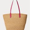 Natur/Sport Pink Damen Ralph Lauren Lederbesatz Stroh Große Brie Tragetaschen Natur/Sport Pink Damen Ralph Lauren Lederbesatz Stroh Große Brie Tragetaschen