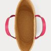 Natur/Sport Pink Damen Ralph Lauren Lederbesatz Stroh Große Brie Tragetaschen Natur/Sport Pink Damen Ralph Lauren Lederbesatz Stroh Große Brie Tragetaschen