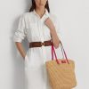 Natur/Sport Pink Damen Ralph Lauren Lederbesatz Stroh Große Brie Tragetaschen Natur/Sport Pink Damen Ralph Lauren Lederbesatz Stroh Große Brie Tragetaschen