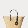 Naturfarbene Damen Ralph Lauren Leather-Trim Straw Medium Bellport Tote Bags Naturfarbene Damen Ralph Lauren Leather-Trim Straw Medium Bellport Tote Bags