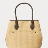 Naturfarbene Damen Ralph Lauren Leather-Trim Straw Medium Bellport Tote Bags Naturfarbene Damen Ralph Lauren Leather-Trim Straw Medium Bellport Tote Bags