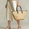 Naturfarbene Damen Ralph Lauren Leather-Trim Straw Medium Bellport Tote Bags Naturfarbene Damen Ralph Lauren Leather-Trim Straw Medium Bellport Tote Bags