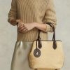 Naturfarbene Damen Ralph Lauren Leather-Trim Straw Medium Bellport Tote Bags Naturfarbene Damen Ralph Lauren Leather-Trim Straw Medium Bellport Tote Bags