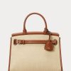 Naturfarbene Damenhandtasche Ralph Lauren Raffia & Kalbsleder Medium RL50