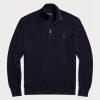Navyblaue Ralph Lauren Pullover aus Baumwolle mit Viertelreißverschluss und Netzstrick für Herren Navyblaue Ralph Lauren Pullover aus Baumwolle mit Viertelreißverschluss und Netzstrick für Herren