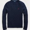 Navyblaue Ralph Lauren Pullover aus Baumwolle mit Zopfmuster für Herren Navyblaue Ralph Lauren Pullover aus Baumwolle mit Zopfmuster für Herren