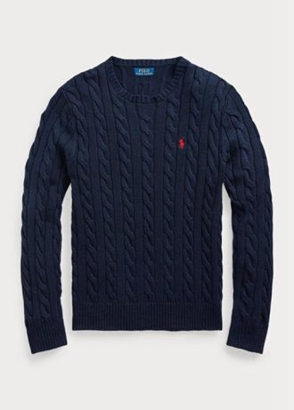 Navyblaue Ralph Lauren Pullover aus Baumwolle mit Zopfmuster für Herren Navyblaue Ralph Lauren Pullover aus Baumwolle mit Zopfmuster für Herren