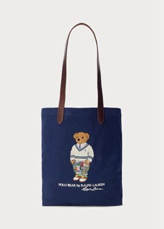 Navyblaue Umhängetaschen aus Twill von Ralph Lauren mit Polo Bear-Print für Herren