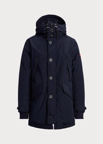 Navyblaue wasserabweisende Daunenparka-Jacken von Ralph Lauren für Herren Navyblaue wasserabweisende Daunenparka-Jacken von Ralph Lauren für Herren