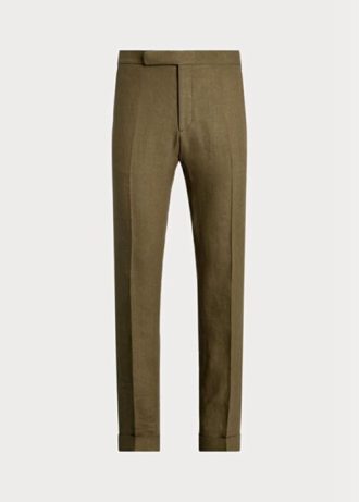 Olivgrüne Anzughose aus Leinen von Ralph Lauren Gregory für Herren