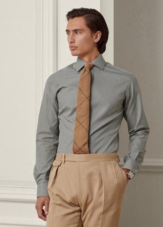 Olivgrüne formelle Hemden mit Gingham-Muster für Herren von Ralph Lauren