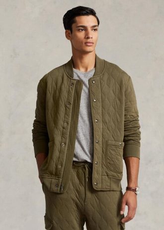 Olivgrüne gesteppte Luxus-Jerseyjacken von Ralph Lauren für Herren