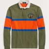Olivgrüne gestreifte Rugby-Poloshirts von Ralph Lauren im Classic Fit für Herren Olivgrüne gestreifte Rugby-Poloshirts von Ralph Lauren im Classic Fit für Herren