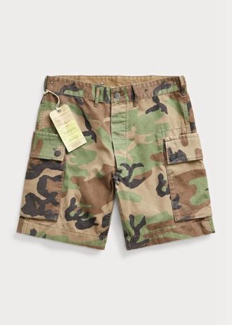 Olivgrüne Polo Ralph Lauren Camo Ripstop-Cargo-Shorts für Herren